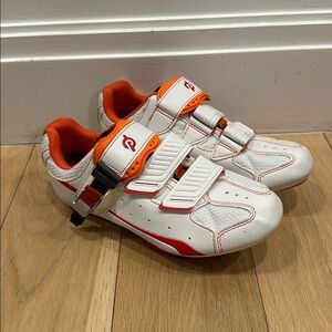 Peloton White and Red Cycling Shoes
